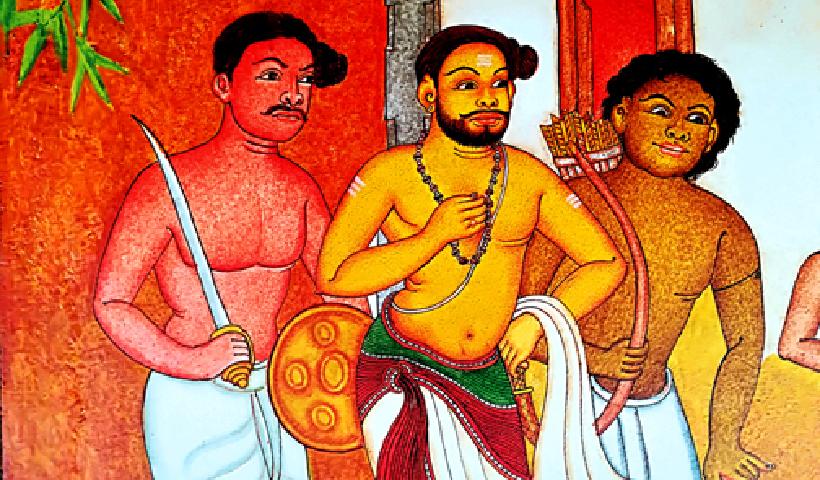 Painting - PazhassiRaja_(middle)_with his trusted Lieutenants EdachenaKunkanNair_(left) and Thalakkal Chandu
