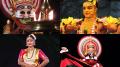 Performing classical arts of Kerala- from left to right (Clockwise) Kutiyattam, Thullal, Kathakali and Mohiniyattam 