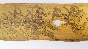 Rama and Lakshmana join the monkeys to celebrate Victory.