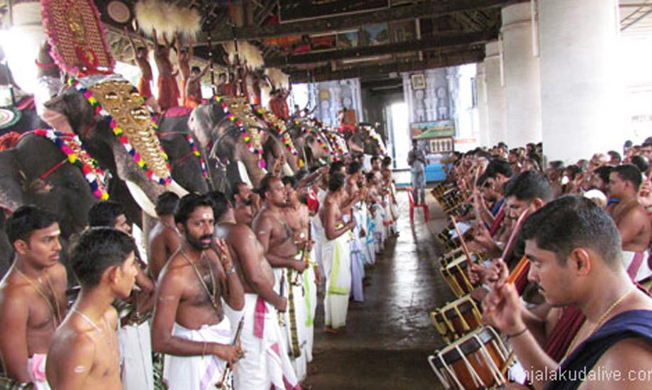 elephant procession with Melam at Irinjalakkuda Koodalmanikyam temple