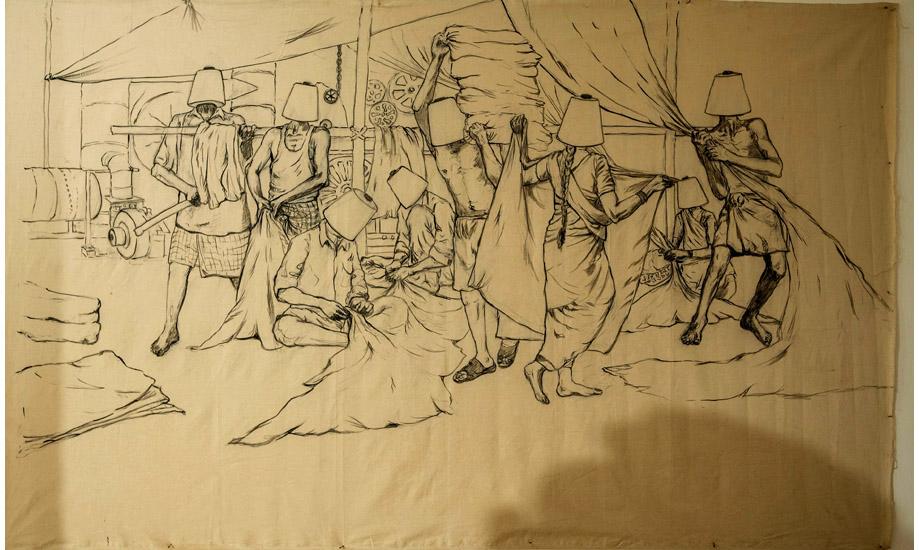 Title: Ginning Justice, 2025,  Sachin Banne,  Sir J. J. School of Art, Mumbai, Maharashtra