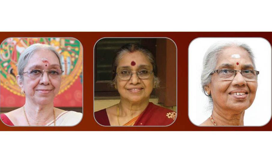 From L to R: Guru Sreedevi Rajan, Guru Kala Vijayan and Guru Kalamandalam Mohana Thulasi